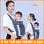 Đai địu vải có chùm đầu cho em bé sơ sinh trẻ em 3 - 18 tháng tuổi ngồi chính hãng MySun
