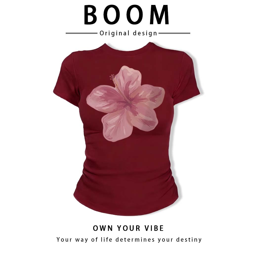 BOOM🔥 Áo Baby Tee Nữ Cotton Ôm Body-Áo Thun Ngắn Tay Y2K In Hình Phong Cách Mới Mùa Hè, Ôm Cổ Tròn Hàng Đầu phong cá #07