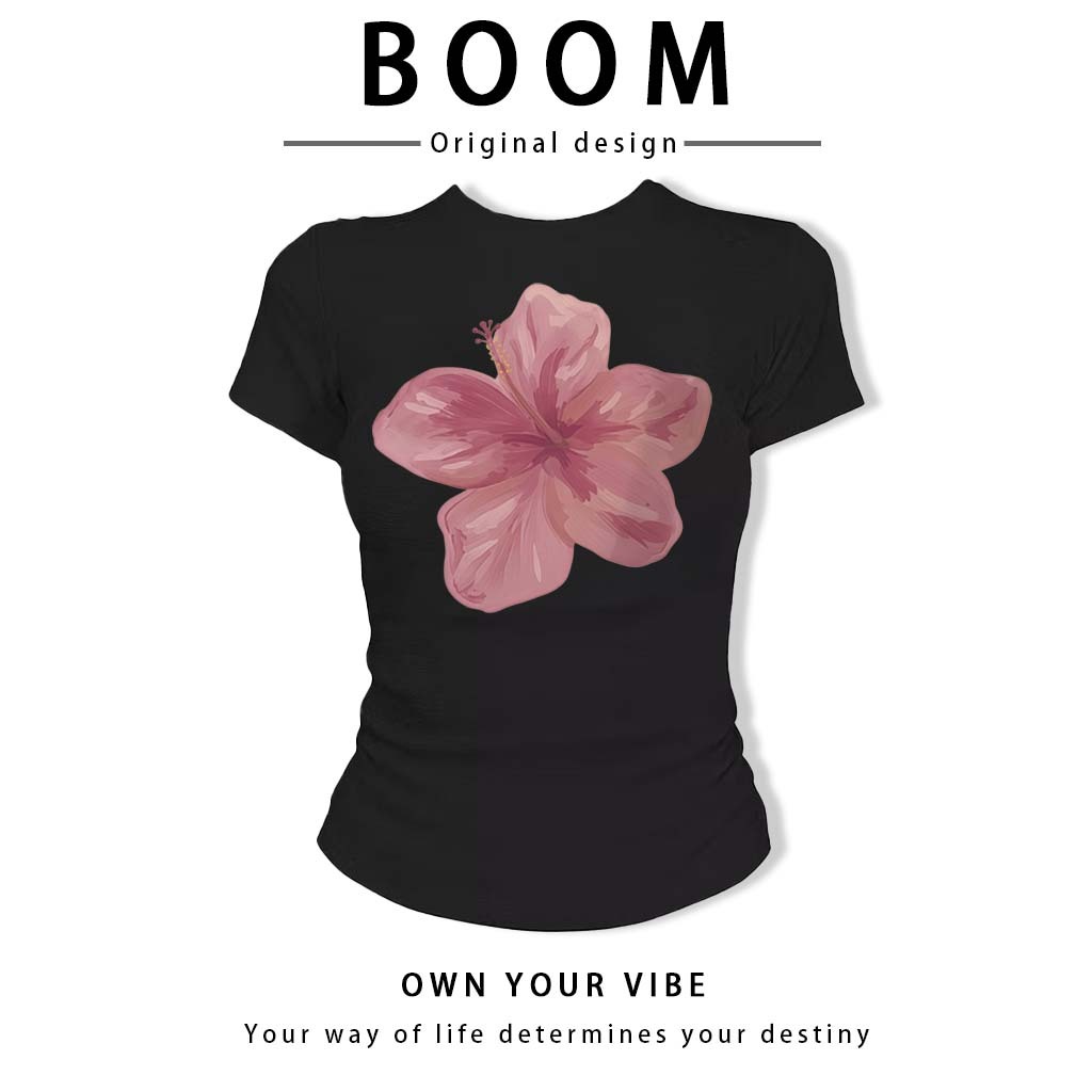 BOOM🔥 Áo Baby Tee Nữ Cotton Ôm Body-Áo Thun Ngắn Tay Y2K In Hình Phong Cách Mới Mùa Hè, Ôm Cổ Tròn Hàng Đầu phong cá #07