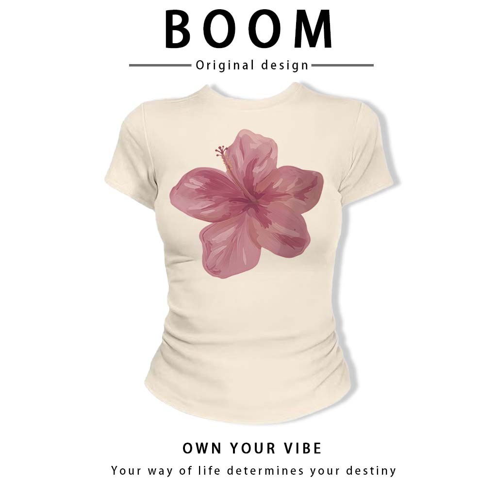 BOOM🔥 Áo Baby Tee Nữ Cotton Ôm Body-Áo Thun Ngắn Tay Y2K In Hình Phong Cách Mới Mùa Hè, Ôm Cổ Tròn Hàng Đầu phong cá #07