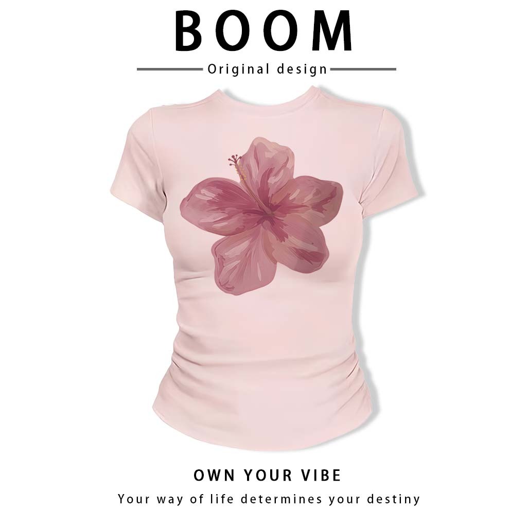 BOOM🔥 Áo Baby Tee Nữ Cotton Ôm Body-Áo Thun Ngắn Tay Y2K In Hình Phong Cách Mới Mùa Hè, Ôm Cổ Tròn Hàng Đầu phong cá #07