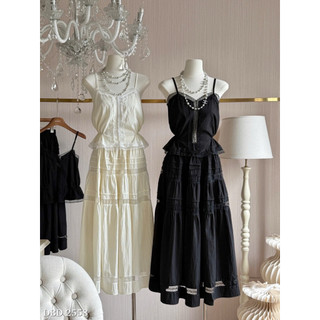 Set Thô Ren Áo 2 Dây Chun Eo Mix Chân Váy Maxi Chuẩn Linh Hoàng