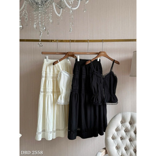 Set Thô Ren Áo 2 Dây Chun Eo Mix Chân Váy Maxi Chuẩn Linh Hoàng