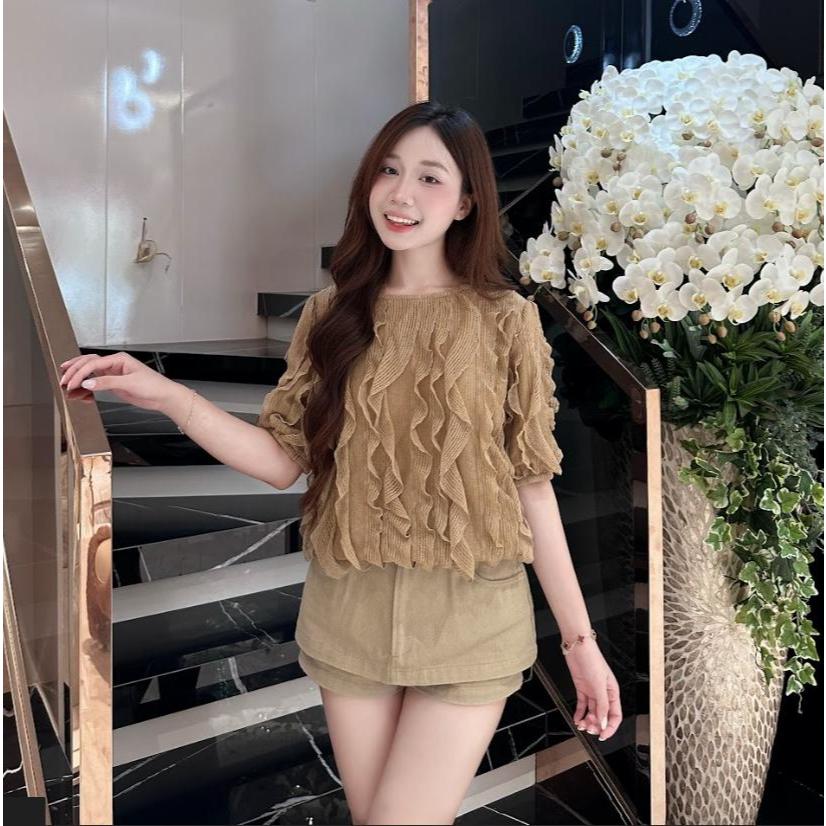 Áo Bèo Hợp Xu Hướng Cổ Tròn, Ngắn Tay, Dễ Phối Đồ, Áo Chui Đầu Bó Sát Thanh Lịch, Thích Hợp Cho Mùa Hè, Độc Đáo Phong Cá