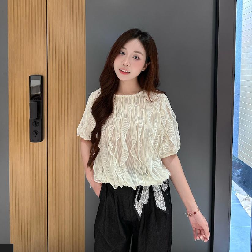 Áo Bèo Hợp Xu Hướng Cổ Tròn, Ngắn Tay, Dễ Phối Đồ, Áo Chui Đầu Bó Sát Thanh Lịch, Thích Hợp Cho Mùa Hè, Độc Đáo Phong Cá