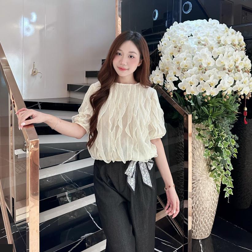 Áo Bèo Hợp Xu Hướng Cổ Tròn, Ngắn Tay, Dễ Phối Đồ, Áo Chui Đầu Bó Sát Thanh Lịch, Thích Hợp Cho Mùa Hè, Độc Đáo Phong Cá