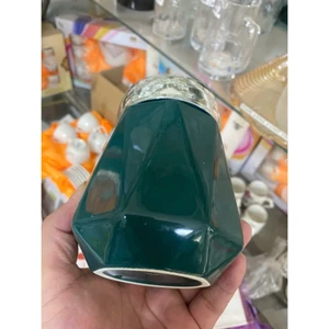 Ly Sứ Xanh Ngọc Viền Bạc, Nắp Tráng Gương – Sang Trọng