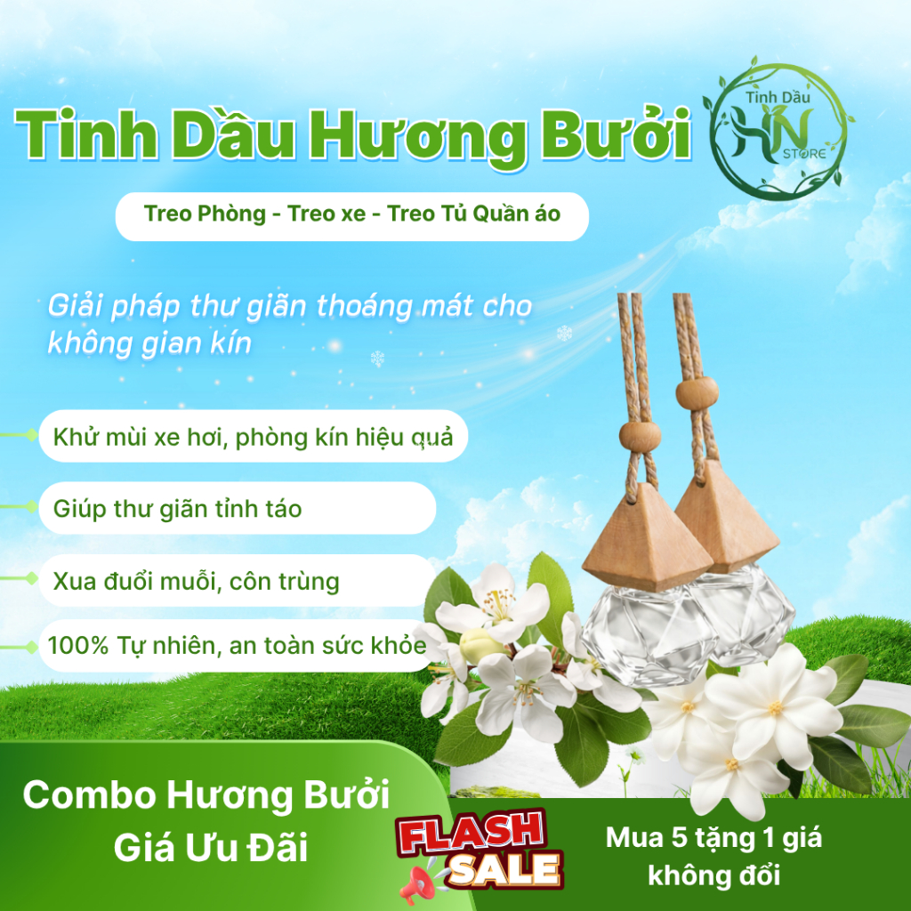 Combo Tinh Dầu Thơm Phòng Hương Chanh Sả 10ml Khử Mùi Thư Giãn Treo Xe Treo Phòng: Thơm Phòng, Thơm Xe, Đuổi Côn Trùng.
