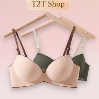 T2T Áo Ngực Su Không Gọng Nâng Ngực Tạo Khe Hai Dây Cài Sau Đệm Dày K92