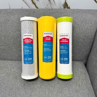 [HOT] Bộ 3 Lõi Lọc Nước Sunhouse Nước Giếng, Nước Phèn Chính Hãng – Lõi 1 2 3 (PP, Cation, CTO)