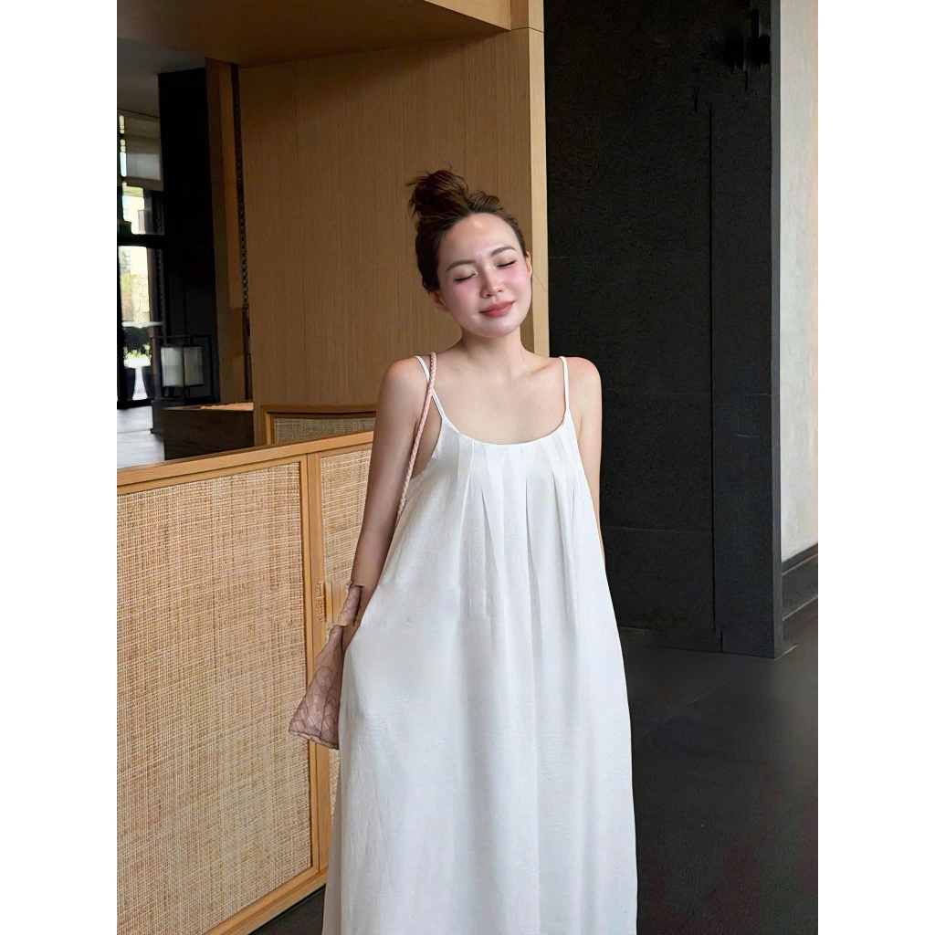 Váy Hai Dây Dài Vải Vân Mây Mềm Mịn - Set Đầm Nữ Dáng Suông Hot Trend Hè🔥