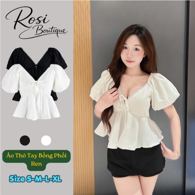 Áo Kiểu Nữ Babydoll  Cổ Tím Viền Ren From Xõa Tôn Dáng, Áo Babydoll Nữ Xinh Tay Phong Hot Trend-B04