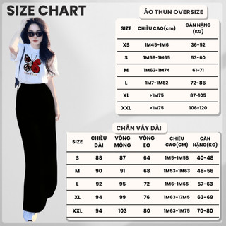 Set Bộ Áo Thun Nữ CHEPOL Form Rộng, Phối Chân Váy Dài, In Con Bướm, Chất Cotton ( Áo Phông Trắng+Chân Váy Suông)CP_x8510