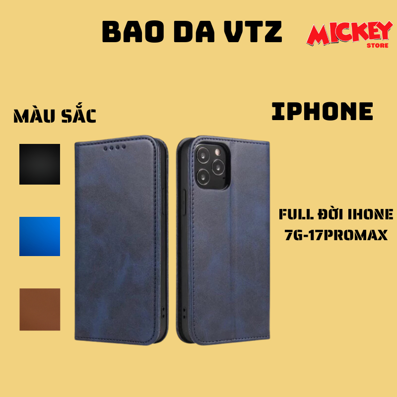bao da gập 2 mặt IPhone 17 16 15 14 13 12 11promax pro plus 7g 8g 7p 8p xs/x xsm - cài thẻ tiện lợi