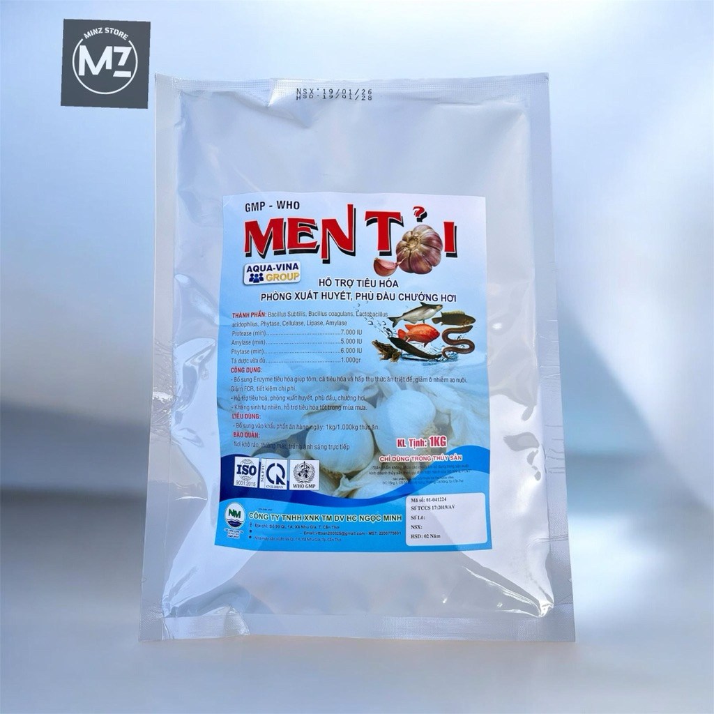 Men Tỏi Ngọc Minh - Hỗ trợ tiêu hoá cho cá, lươn, ếch, baba (Túi 1kg)
