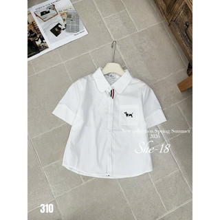 Áo sơ mi thô Thôm cổ đức cộc tay túi vuông đáp 1 con chó #310