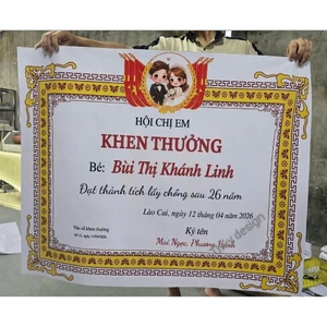 SIÊU KHỔNG LỒ _ GIẤY KHEN MỪNG CƯỚI in theo yêu cầu