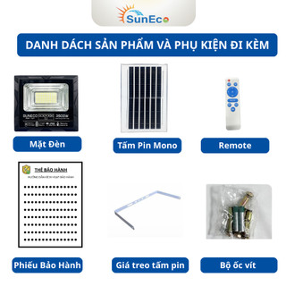 Đèn năng lượng mặt trời SUNECO 3500W - Pin Mono sạc nhanh, Chống nước IP69 (Chip LED 5730)