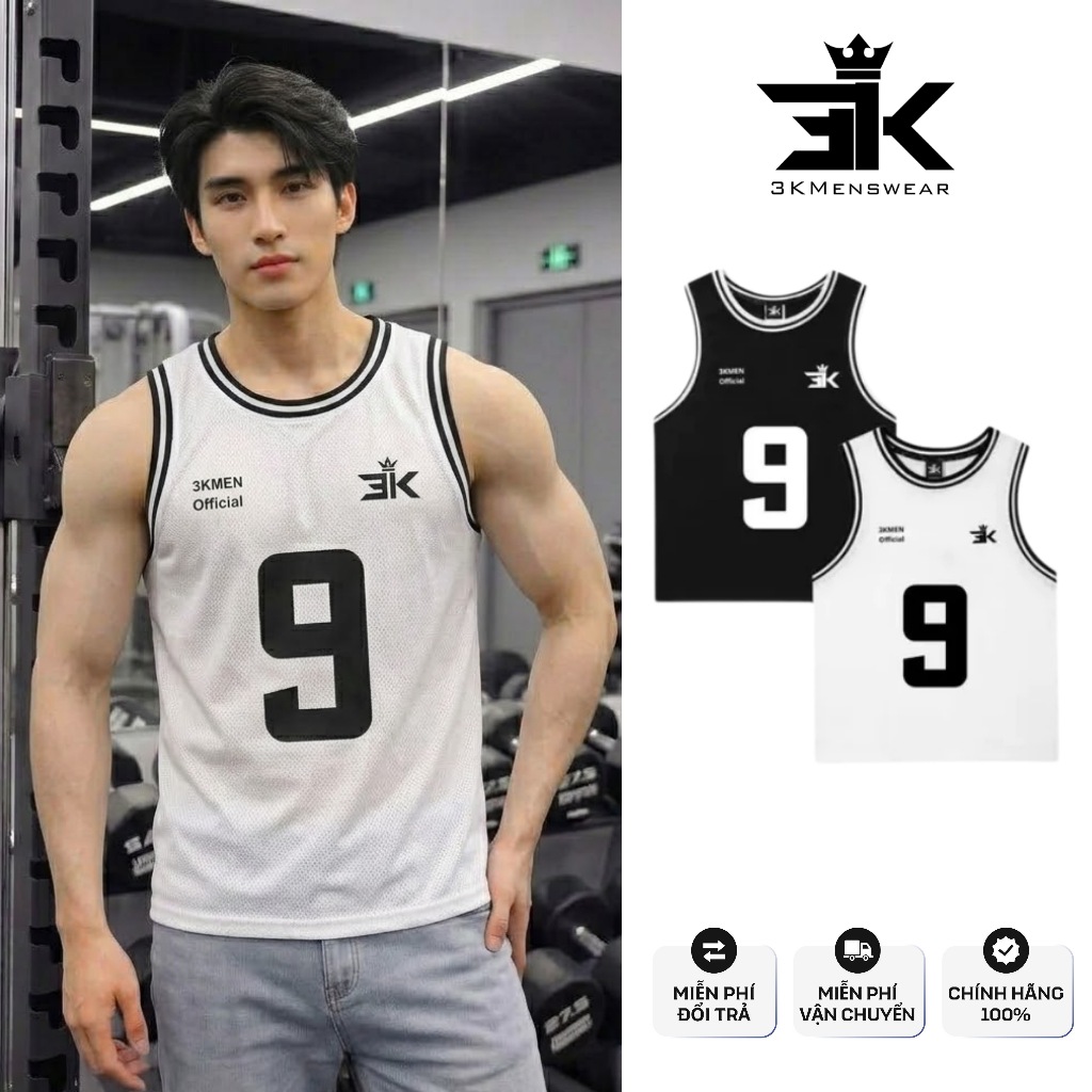 Áo Tanktop 3KWEARMEN, Áo Ba Lỗ Chất Liệu Lưới Thể Thao Siêu Thoáng Khí Tập Gym, Chạy Bộ, Đá Banh
