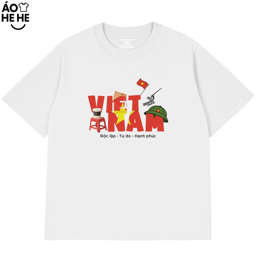 Áo Thun Việt Nam In Chữ Độc Lập Tư Do Hạnh Phúc, Câu Nói Tự Hào Dân Tộc Form Rộng Cotton 230gsm