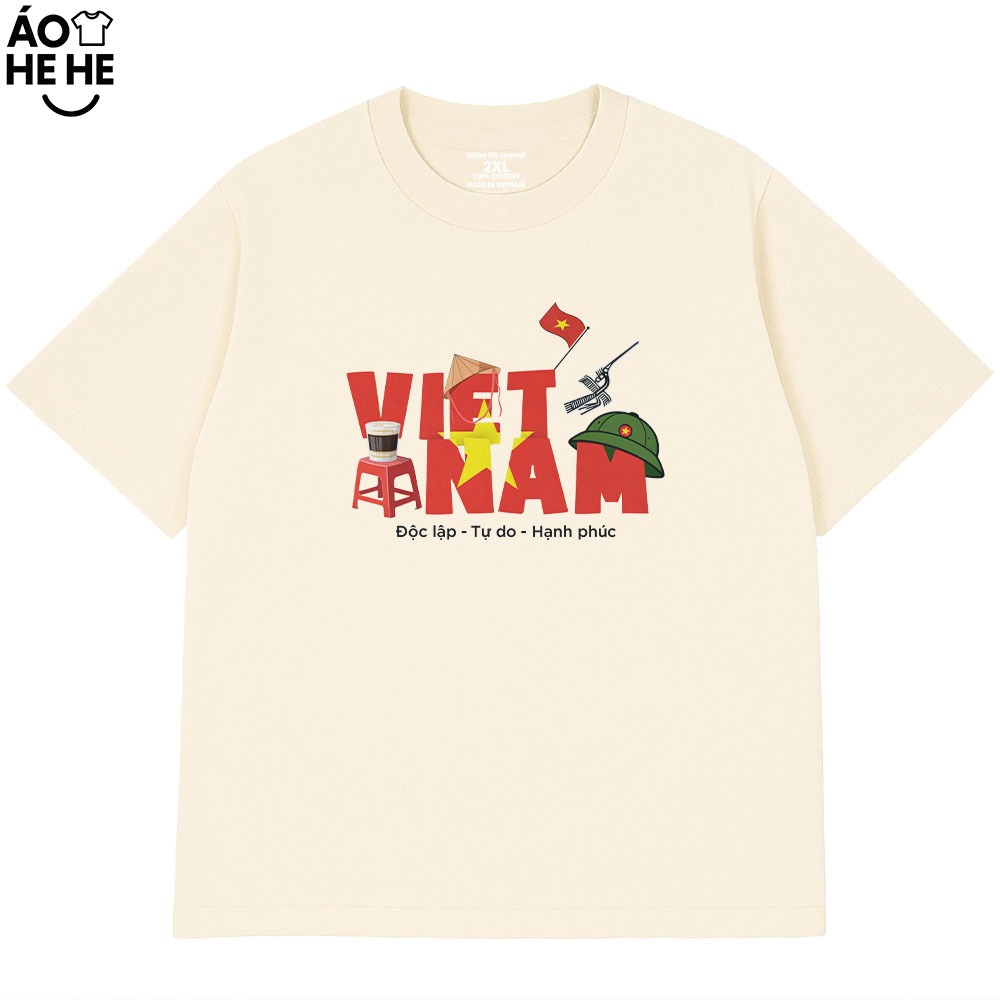 Áo Thun Việt Nam In Chữ Độc Lập Tư Do Hạnh Phúc, Câu Nói Tự Hào Dân Tộc Form Rộng Cotton 230gsm