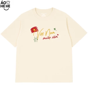 Áo Thun In Chữ Việt Nam Muôn Năm, Câu Nói Tự Hào Dân Tộc Form Rộng Cotton 230gsm - In Theo Yêu Cầu