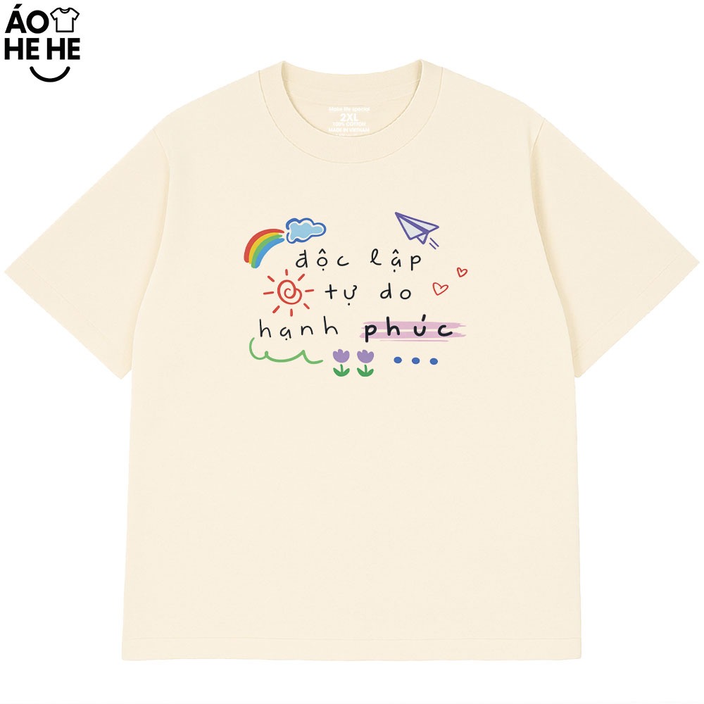 Áo Việt Nam In Chữ Độc Lập Tư Do Hạnh Phúc, Câu Nói Tự Hào Dân Tộc Form Rộng Cotton 230gsm In Theo Yêu Cầu