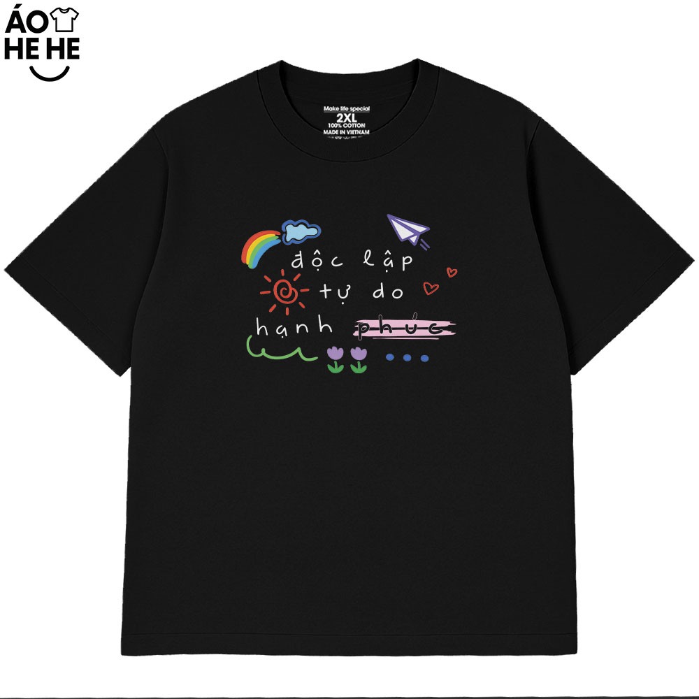 Áo Việt Nam In Chữ Độc Lập Tư Do Hạnh Phúc, Câu Nói Tự Hào Dân Tộc Form Rộng Cotton 230gsm In Theo Yêu Cầu