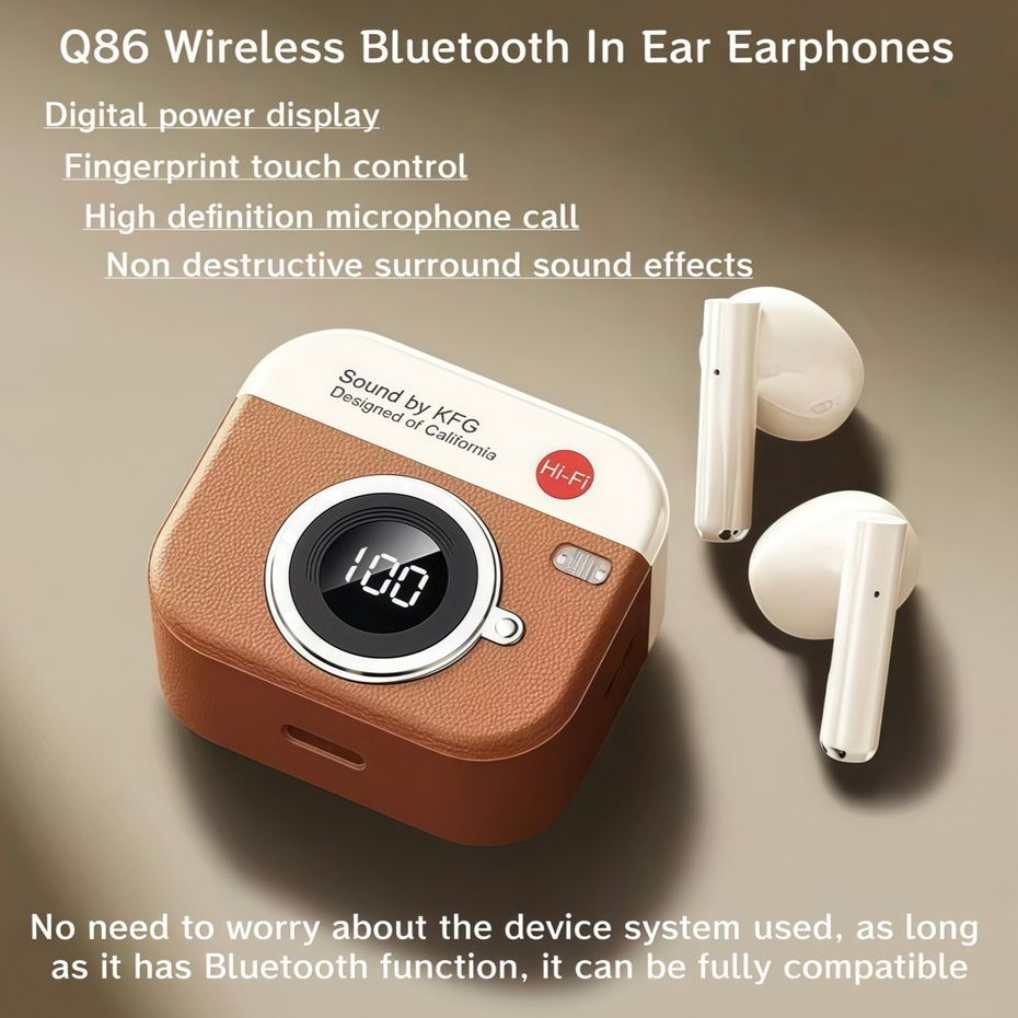 Tai nghe Bluetooth cổ điển Q86 không dây, hiệu ứng âm thanh nổi hifi, micrô tích hợp, cuộc gọi thoại độ phân giải cao