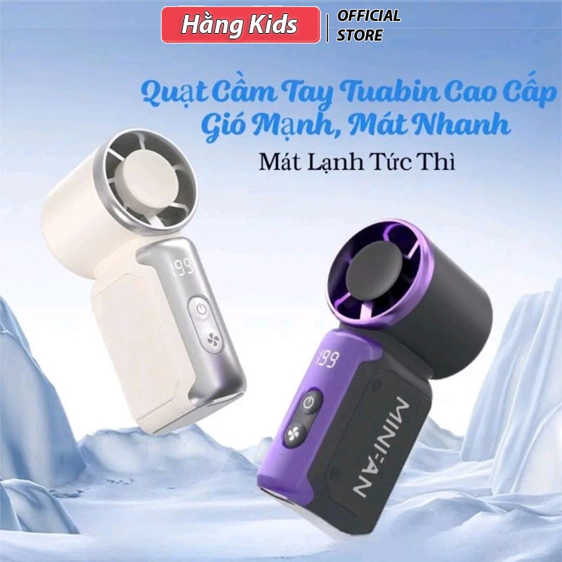 Quạt Mini Turbo 199 Cấp Gió – Siêu Mạnh Siêu Nhỏ, Pin Bền, Sạc Type-C, Quạt Cầm Tay Du Lịch
