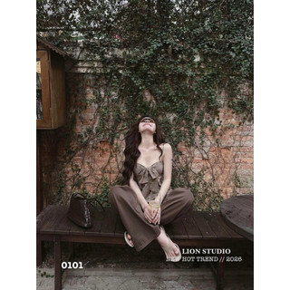 •𝙆𝙞𝙣𝙜𝙨𝙝𝙤𝙥𝙗𝙚𝙖𝙪𝙩𝙮•Áo Dây Nơ Chấm Bi Nâu QC