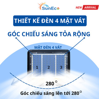 Đèn pha năng lượng mặt trời 500W Mắt Ngọc SUNECO - 120 LED Chống Lóa, Vỏ nhôm nguyên khối
