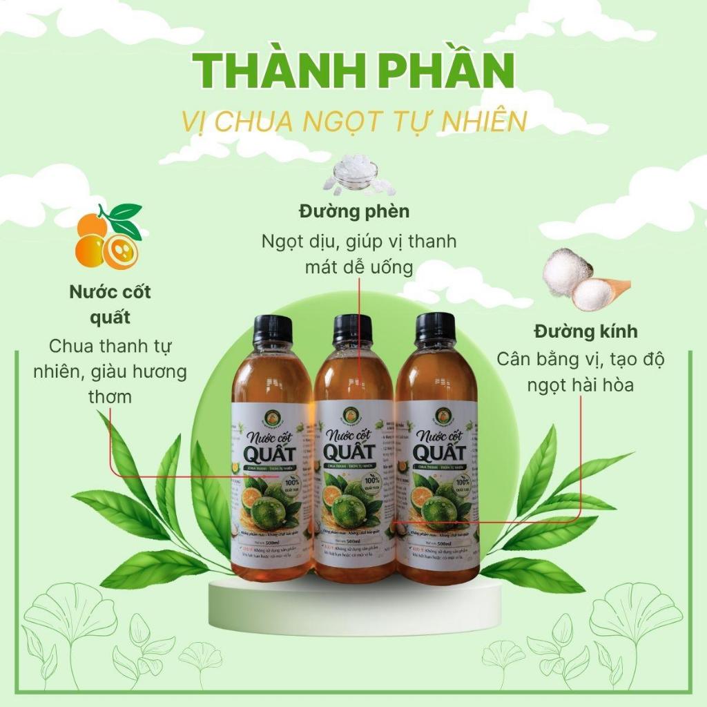 (COMBO 2 chai) Nước Cốt Quất Đường Phèn 500ml VietGAP – Nước Quất Nguyên Chất Từ Vườn 3.6ha