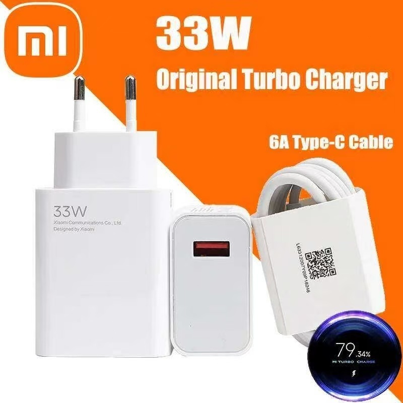 Bộ Sạc Nhanh Xiaomi 33W Chuẩn Mi Charge Turbo Kèm Cáp Type-C Cho Redmi Note Poco K40