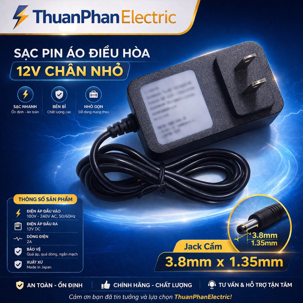 [Chân nhỏ] Sạc pin 12.6V-2a loại kt 3.8x1.35mm
