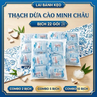[Combo 2-5-10 Túi] Thạch Dừa Cào Minh Châu Túi 22 Gói - Giòn Dai, Thanh Mát