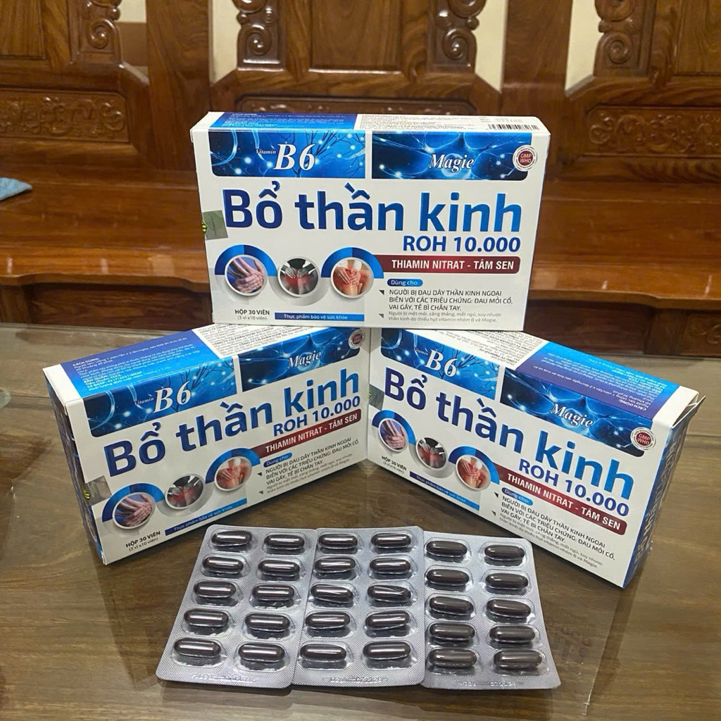 Viên uống hỗ trợ thần kinh  – Bổ sung Vitamin B1 B6 B12, Magie, MSM – Hỗ trợ giảm căng thẳng – 3 vỉ x 10 viên
