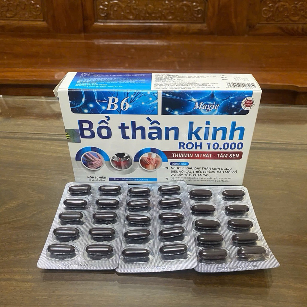 Viên uống hỗ trợ thần kinh  – Bổ sung Vitamin B1 B6 B12, Magie, MSM – Hỗ trợ giảm căng thẳng – 3 vỉ x 10 viên