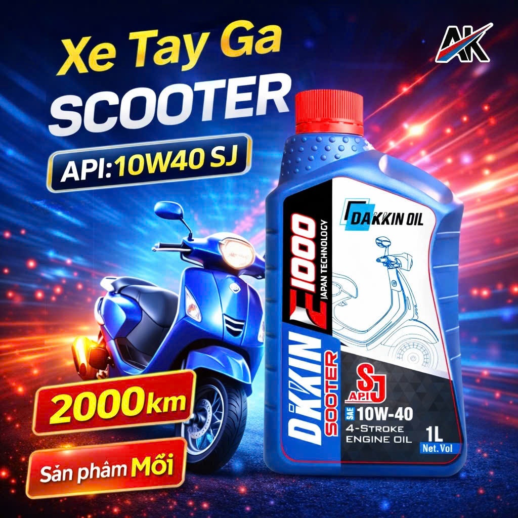 DẦU NHỚT DAKKIN SCOOTER E1000 10W40 SJ   1L