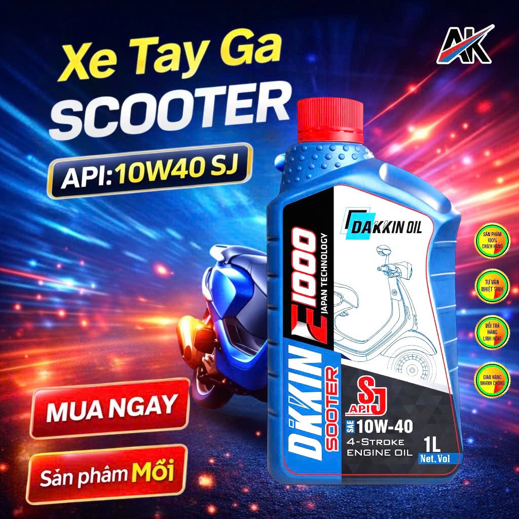 DẦU NHỚT DAKKIN SCOOTER E1000 10W40 SJ   1L