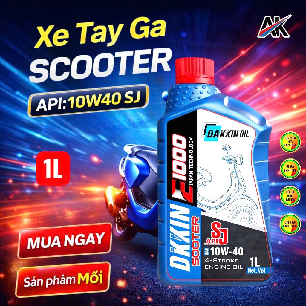DẦU NHỚT DAKKIN SCOOTER E1000 10W40 SJ   1L
