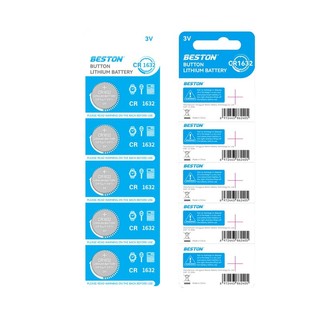 Vỉ 5 viên pin cúc áo 3V Beston CR1632 loại lithium (coin cell)
