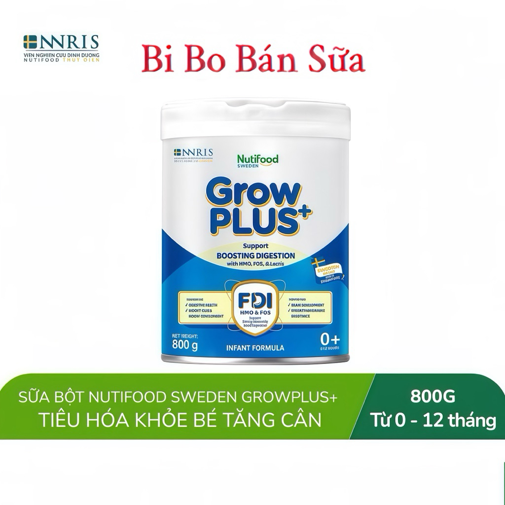 Sữa Bột Nutifood Growplus Xanh Nhạt 0+ Lon 800g [Tiêu Hoá Khoẻ]