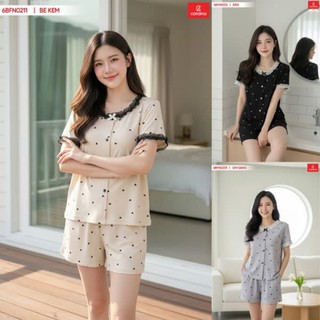 6BFN02 Đồ bộ nữ CARDINA chất liệu tăm lạnh.Quần đùi phối gâú bèo thiết kế đơn giản nhẹ nhàng trẻ trung 6BFN02