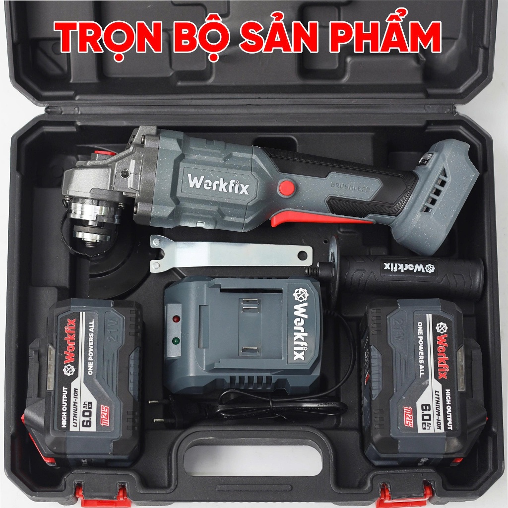Máy Mài Góc, Máy Cắt  Workfix WF-AG100BV - Cắt Sắt, Mài Kim Loại, Lõi Đồng, Không Chổi Than