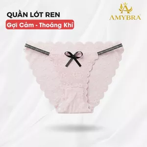 Quần Lót Ren Xuyên Thấu Quyến Rũ, Quần Chip Ren Nữ Đính Nơ Mềm Mại AMYBRA L1006