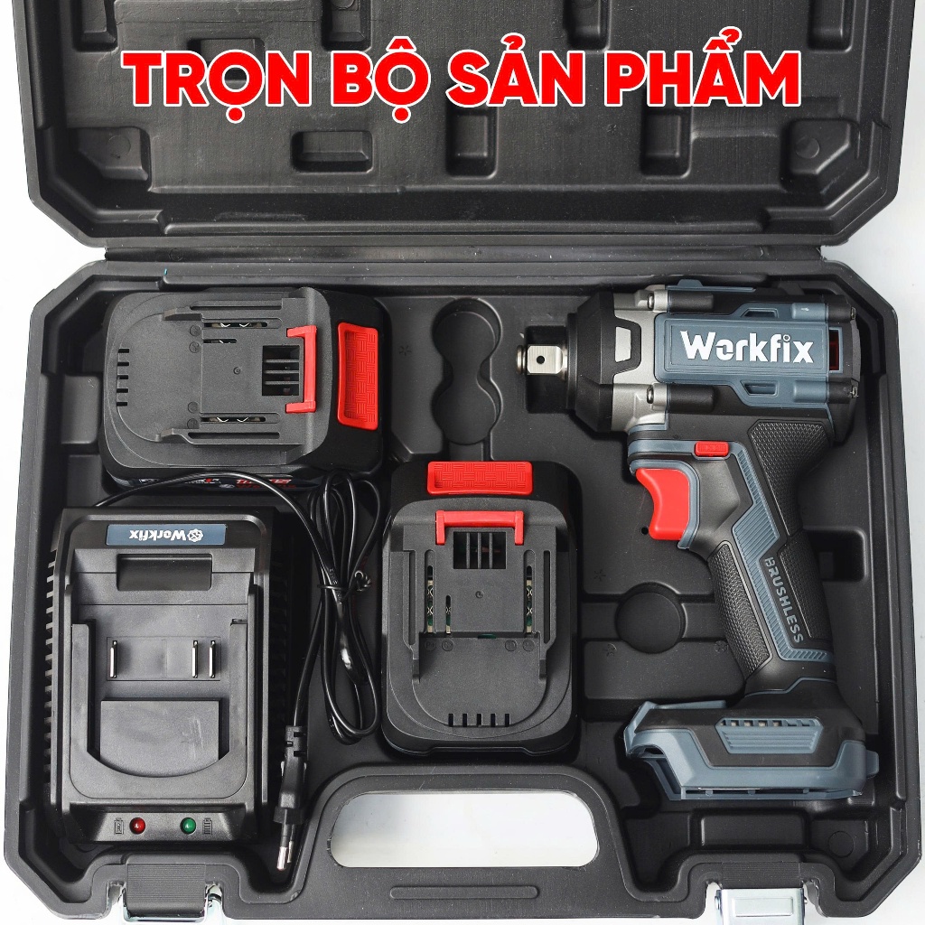 [Đầu 2IN1] Máy Siết Bulong Workfix WF-B550PRO Lực siết 550Nm 4 tính năng 4 tốc độ Không chổi than - Máy vặn ốc Workfix