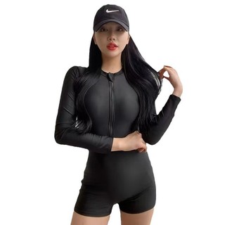 Đồ bơi nữ liền thân tay dài khóa kéo trước chống nắng co giãn nhanh khô ôm body đi biển hồ bơi