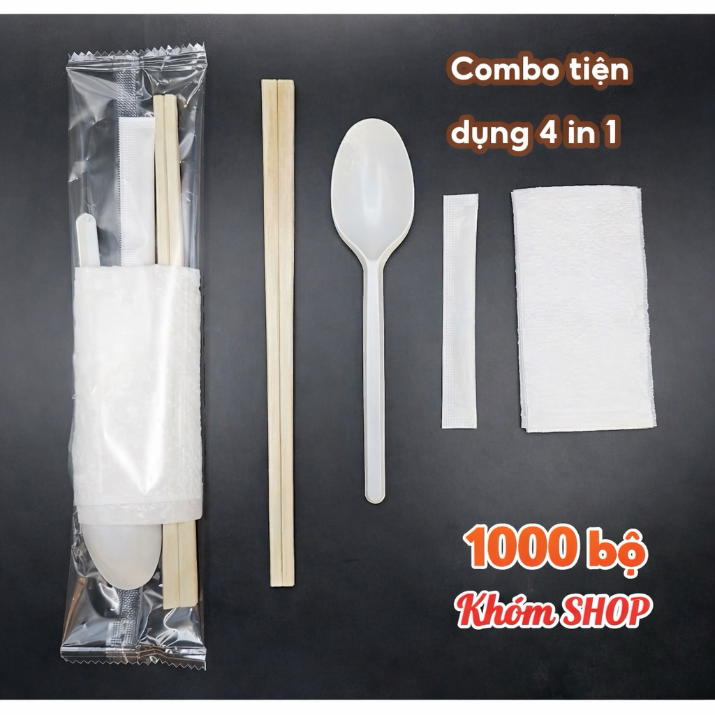 1.000 bộ Đũa Muỗng Tăm Khăn Giấy (từng bịch nhựa riêng), sản phẩm tiện dùng 1 lần