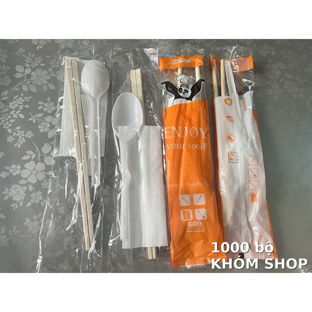 1.000 bộ Đũa Muỗng Tăm Khăn Giấy (từng bịch nhựa riêng), sản phẩm tiện dùng 1 lần